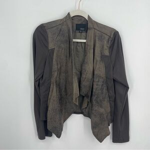 Edyson Manisha Ponte and Faux Leather Jacket brown Sz M Cropped‎